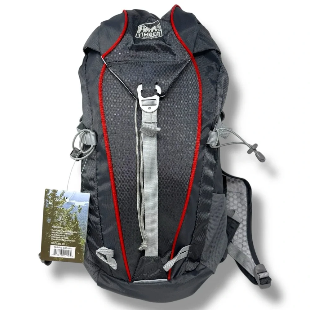 Timber Ridge Bendeleben 15L Backpack Gray Red Lightweight Hiking Day Pack - NEW‎